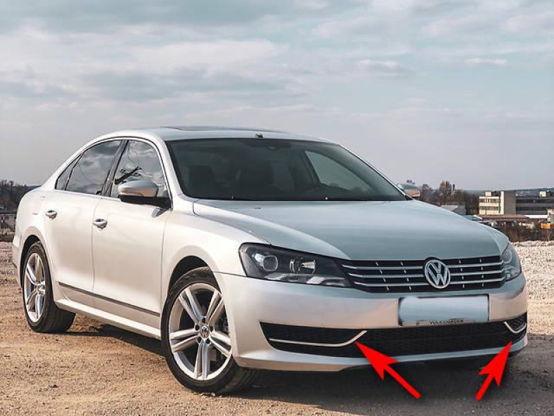 Молдинг лівої решітки бампера VW Passat B7 USA 11-15 хром (Tempest)