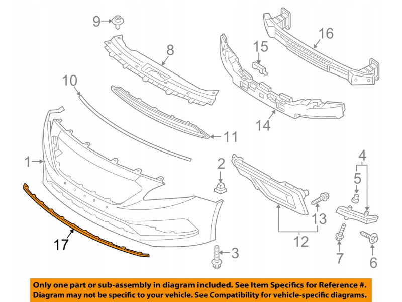 Спойлер переднього бампера Hyundai Sonata LF 2014-2017 Тайвань 86590C1000
