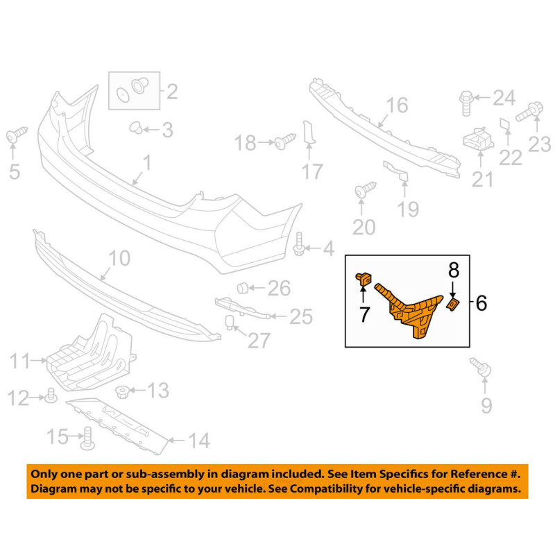Кріплення бампера заднього ліве Hyundai Sonata LF 2014-2017 Tempest 86613C1001
