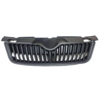 Решітка радіатора Skoda Fabia 2, Roomster 07-10 (FPS) чорні ребра, нижній рант чорний 5J0853668