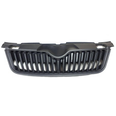 Решітка радіатора Skoda Fabia 2, Roomster 07-10 (FPS) чорні ребра, нижній рант чорний 5J0853668