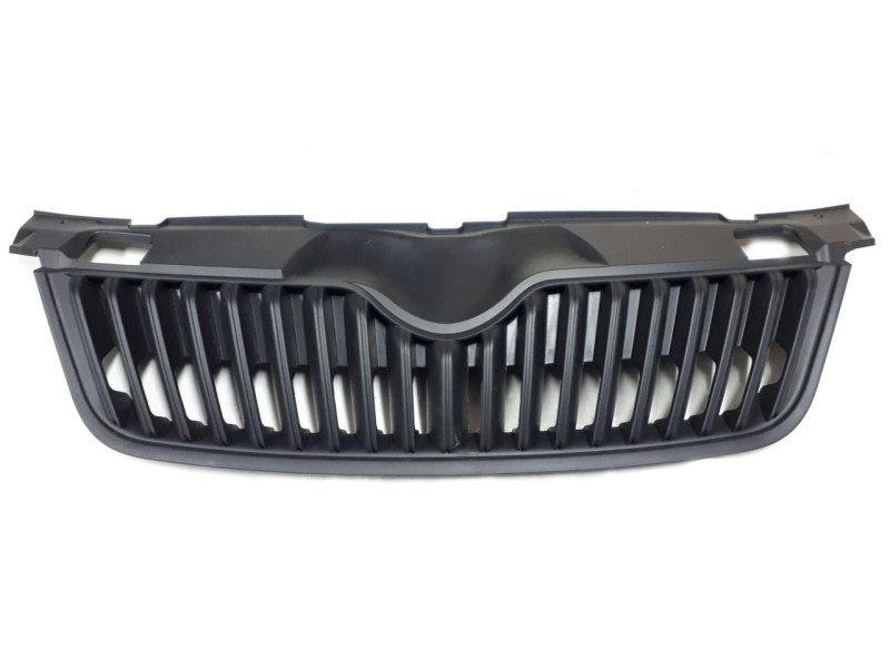 Решітка радіатора Skoda Fabia 2, Roomster 07-10 (FPS) чорні ребра, нижній рант чорний 5J0853668