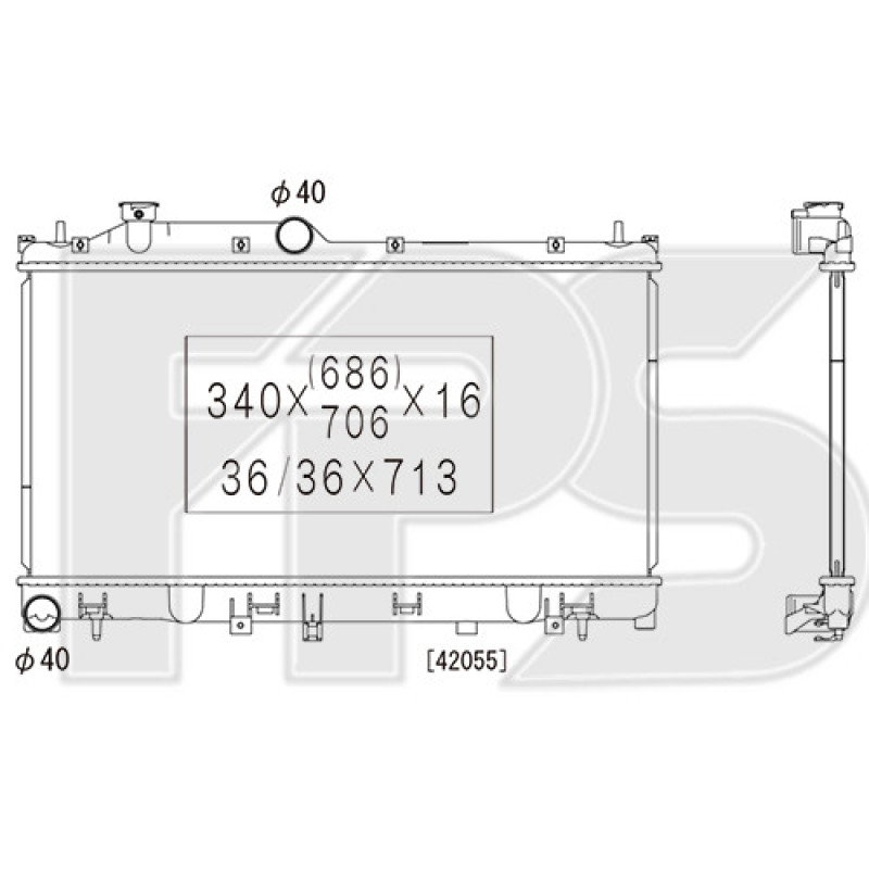 Радіатор охолодження двигуна Subaru Outback, Legacy USA 14-19 двиг. 2.5 АКПП (FPS) 45111AL04A