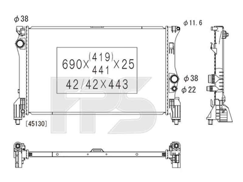 Радіатор охолодження двигуна Mercedes Vito W447 / V-class W447 (Koyorad) A4475010001