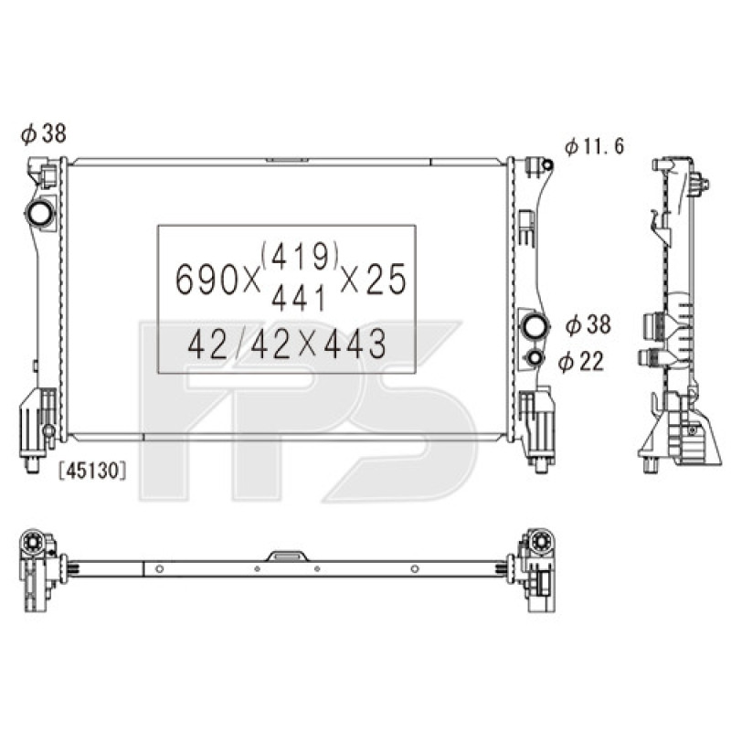 Радіатор охолодження двигуна Mercedes Vito W447 / V-class W447 (Koyorad) A4475010001