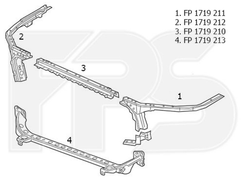 Панель передня верхня Chevrolet Malibu 16- (FPS) (поз. 3 рисунку)