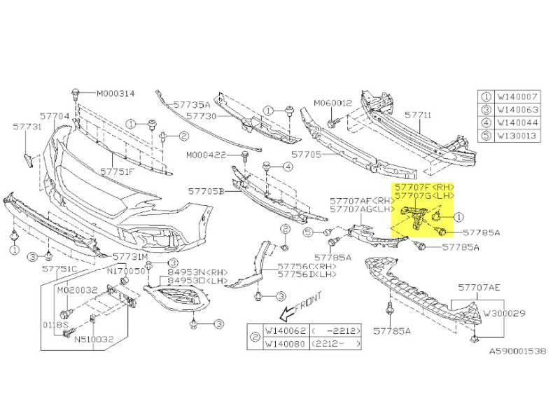 Кріплення переднього бампера праве Subaru Impreza VI 2023- FPS 57707VC202 
