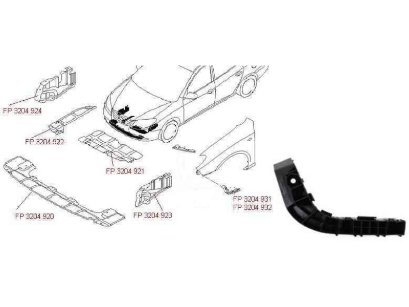 Кріплення переднього бампера праве, нижнє Hyundai Elantra HD 2006-2010 FPS 865142H000