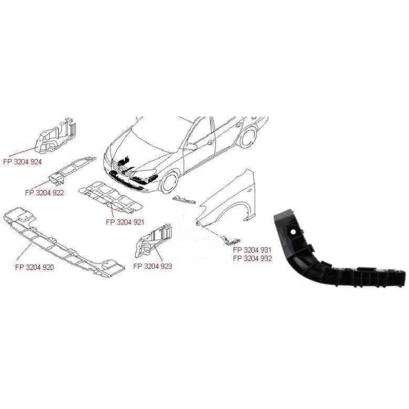 Кріплення бампера переднє праве, нижнє Hyundai Elantra HD 2006-2010 FPS 865142H000