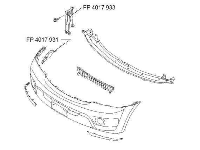 Кріплення переднього бампера праве Kia Sorento 2006-2009 FPS 865163E500