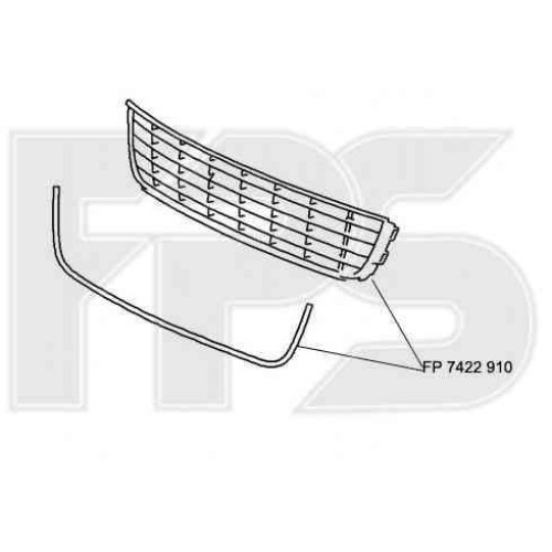 Решітка бампера VW Caddy 2011-2015 середня FPS 1T0853101B2ZZ