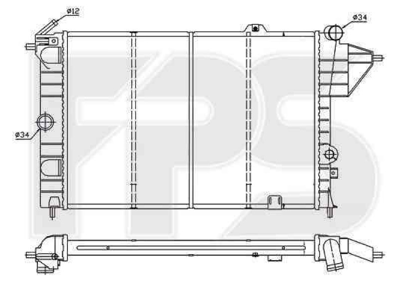 Радіатор охолодження двигуна Opel Vectra A 2.0 МКПП, без кондиціонера 1988-1995 (AVA)