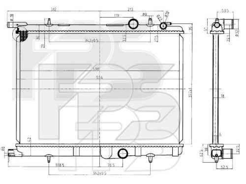Радіатор охолодження двигуна Citroen Berlingo 2002-2007, Peugeot Partner 02-07
