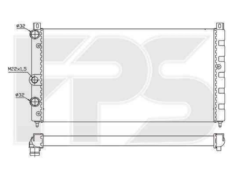 Радіатор охолодження двигуна Skoda Felicia (95-01), VW Caddy 2 (95-04) 1.9 D AEF, без конд. (FPS)