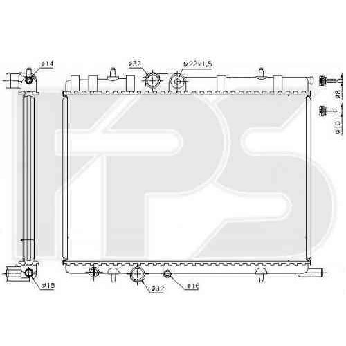Радіатор охолодження двигуна Citroen Berlingo, C4 1, Peugeot Partner, 206, 307 (AVA) 9647421380