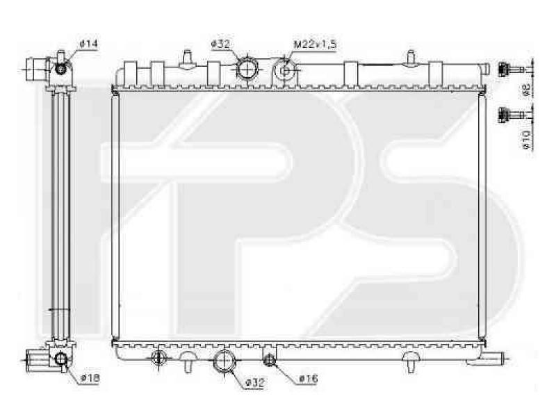 Радіатор охолодження двигуна Citroen Berlingo, C4 1, Peugeot Partner, 206, 307 (TP) 9647421380