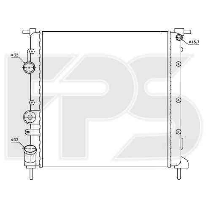 Радіатор охолодження двигуна Renault Symbol 1.2 8V (01/98-12/98) МКПП, без конд. (FPS)
