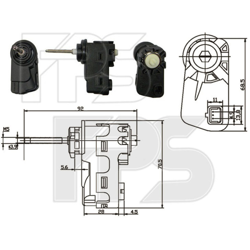 Коректор фар Chevrolet Cruze з 2009- (FPS) 921302B000