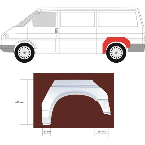 Арка задня ліва VW Transporter T4 1990-2003 довга база Klokkerholm