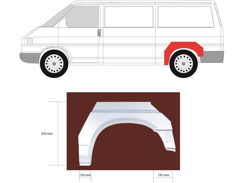 Арка задня ліва VW Transporter T4 90-03 довга база (Klokkerholm)
