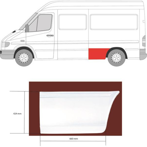Арка задня перед колесом ліва Mercedes Sprinter W901-W903, VW LT 2 середня база Klokkerholm