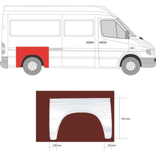 Арка задня Mercedes Sprinter W901, VW LT 2 1995-2005 ліва/права (KK) велика