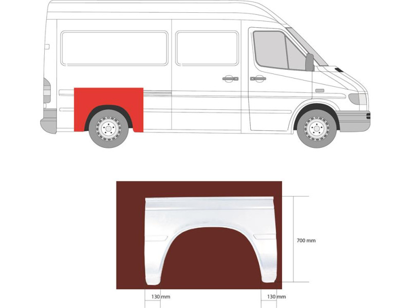 Арка задня Mercedes Sprinter W901-W903, VW LT 2 1995-2005 ліва/права (KH) велика