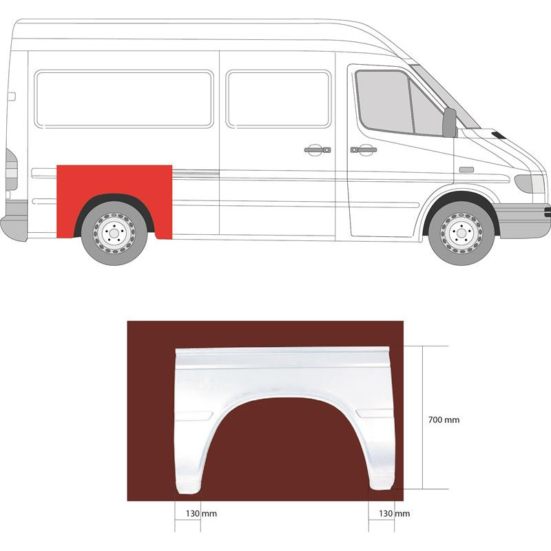 Арка задня Mercedes Sprinter W901, VW LT 2 95-05 ліва/права (KH) велика