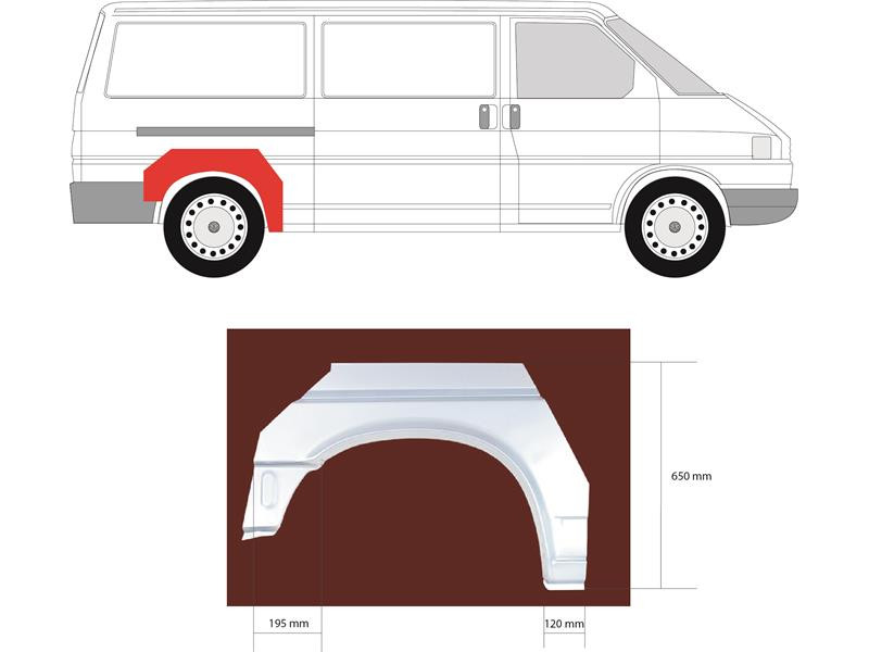 Арка задня права VW Transporter T4 90-03 довга база (KH)