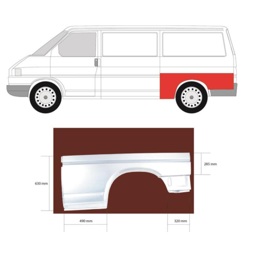 Арка задня ліва VW Transporter T4 довга база Klokkerholm