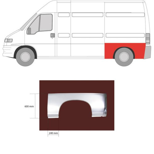 Арка задня ліва Citroen Jumper, Fiat Ducato, Peugeot Boxer 1994-2006 довга база (KH)