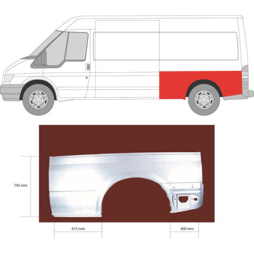 Арка задня ліва Ford Transit 2000-2013 довга база Klokkerholm