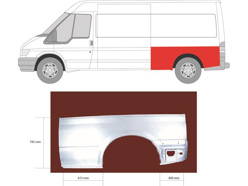 Арка задня ліва Ford Transit 00-13 довга база (Klokkerholm)