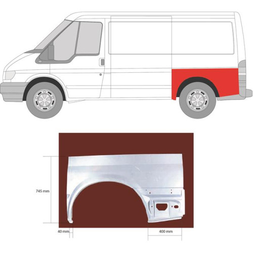 Арка задня ліва Ford Transit 2000-2013 коротка база (KH)