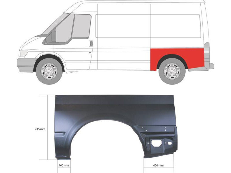 Арка задня ліва Ford Transit 00-13 середня база (Klokkerholm)