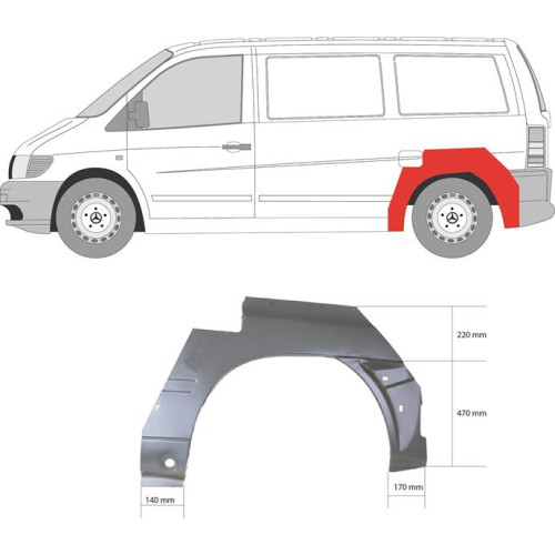 Арка задня ліва Mercedes Vito W638 1996-2003 Klokkerholm