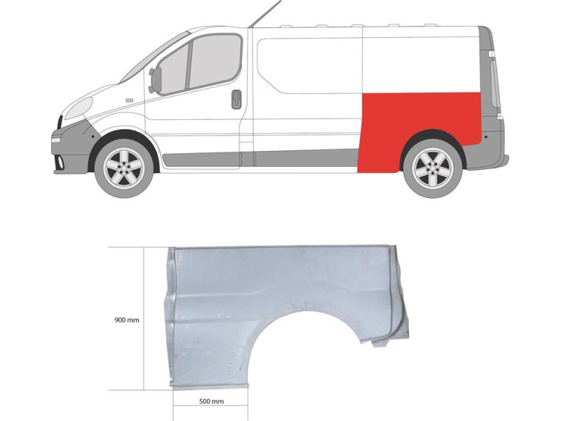 Арка задня ліва Renault Trafic 2, Opel Vivaro 01-14 довга база