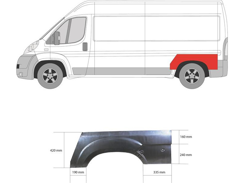 Арка задня ліва верхня Fiat Ducato, Citroen Jumper, Peugeot Boxer 06- (KK)