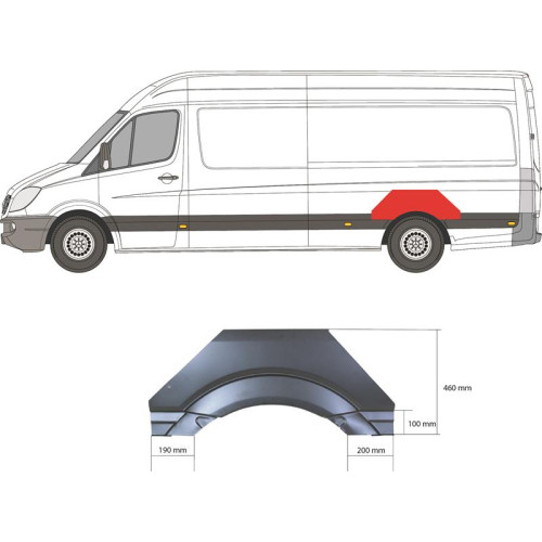 Арка задня ліва верхня Mercedes Sprinter W906, VW Crafter 1 2006-2018 (KH)