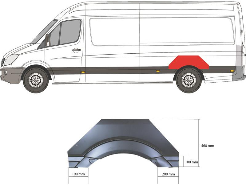 Арка задня ліва верхня Mercedes Sprinter W906, VW Crafter 1 06-18 (Klokkerholm)