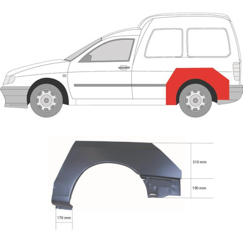 Арка задня ліва VW Caddy 2, Seat Inca 1995-2004 Klokkerholm