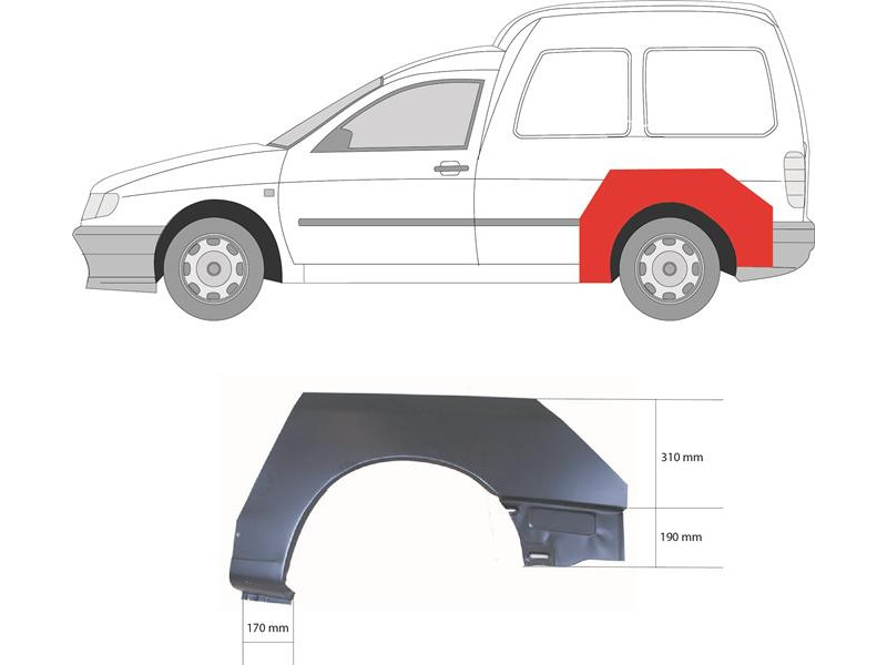 Арка задня ліва VW Caddy 2, Seat Inca 95-04 (Klokkerholm)
