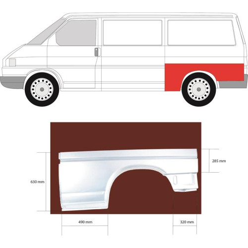 Арка задня ліва VW Transporter T4 (90-03) довга база Klokkerholm