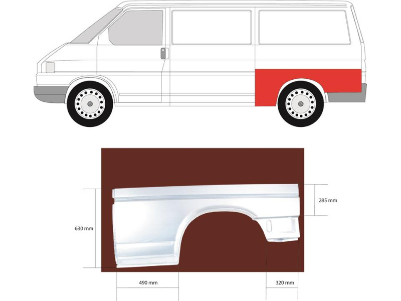 Арка задня ліва VW Transporter T4 (90-03) довга база (Klokkerholm)