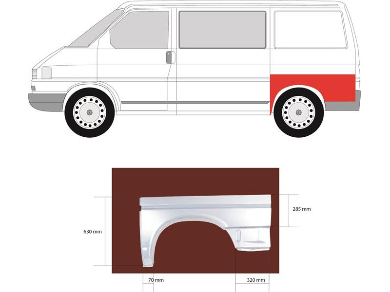 Арка задня ліва VW Transporter T4 коротка база (Klokkerholm)