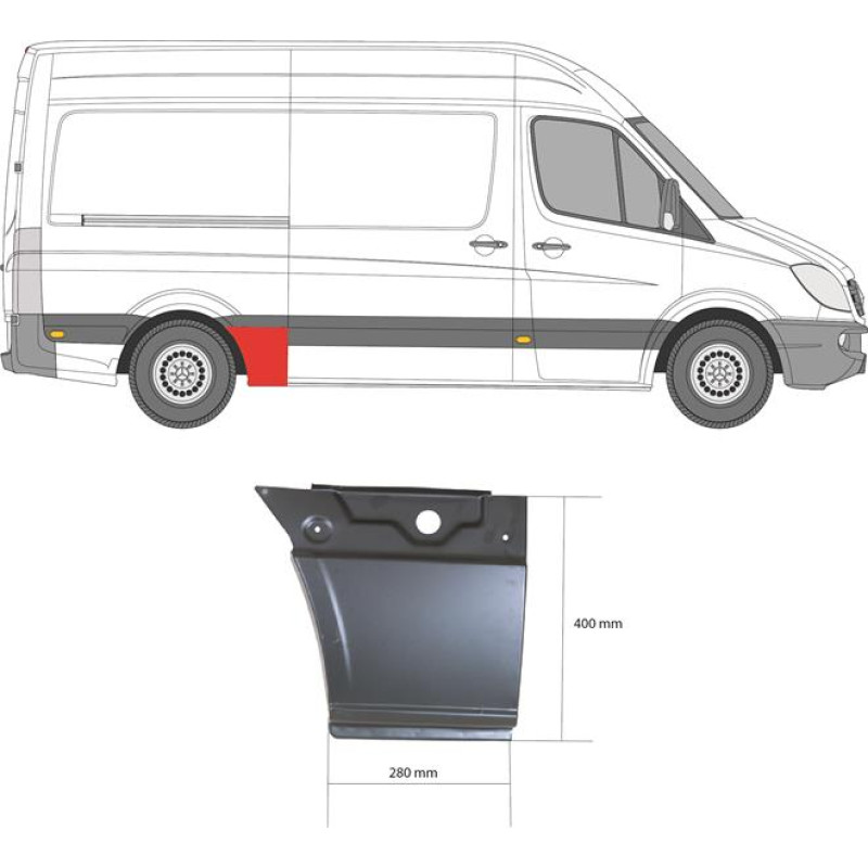 Арка задня нижня перед колесом права Mercedes Sprinter W906, VW Crafter 1 06-18 середня база (Klokkerholm)