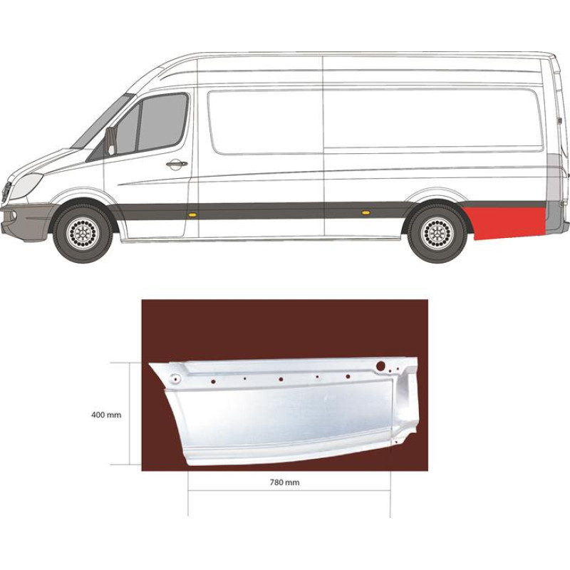 Арка задня нижня за колесом ліва Mercedes Sprinter W906, VW Crafter 1 06-18 довга база (KH)
