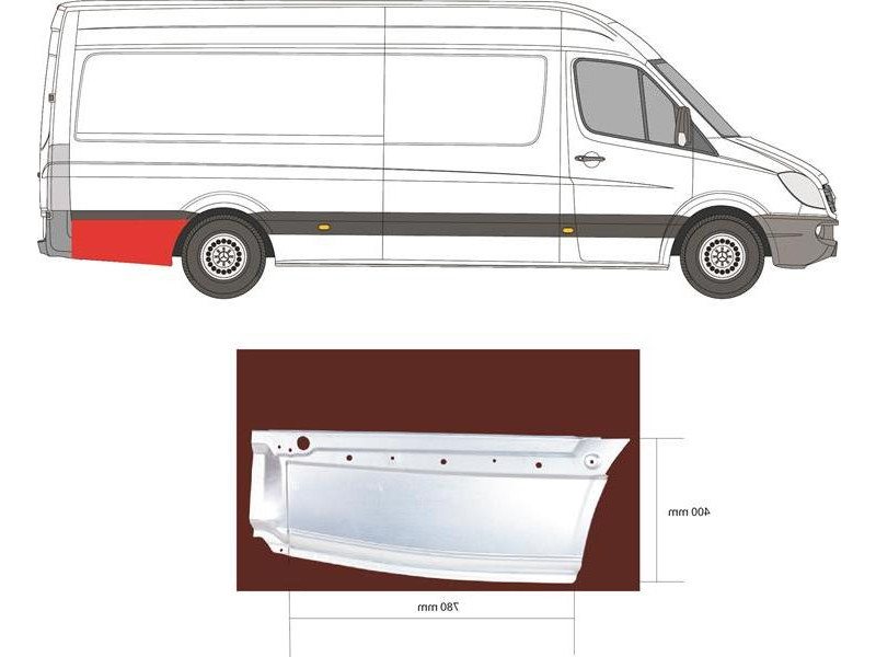 Арка задня нижня за колесом права Mercedes Sprinter W906, VW Crafter 1 06-18 довга база (Klokkerholm)