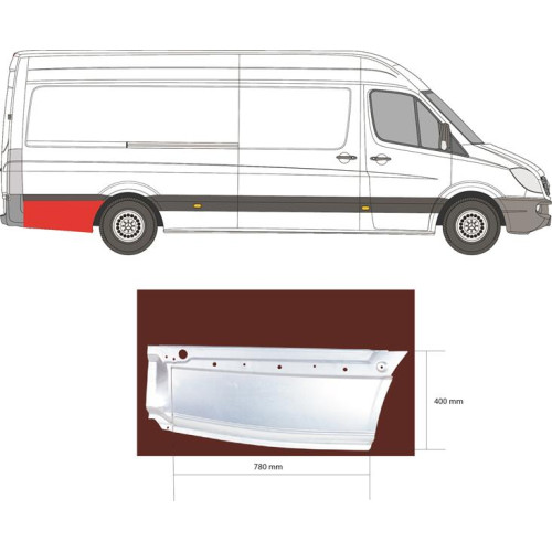 Арка задня нижня за колесом права Mercedes Sprinter W906, VW Crafter 1 2006-2018 довга база (PL)