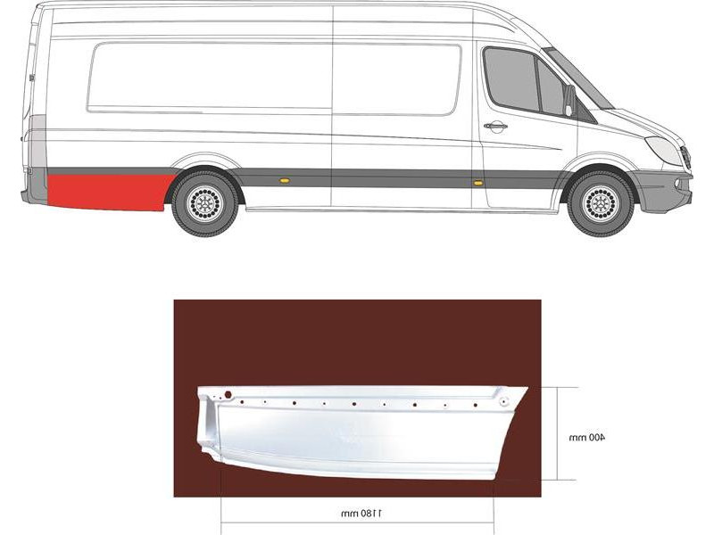 Арка задня нижня за колесом права Mercedes Sprinter W906, VW Crafter 1 06-18 екстра лонг (Klokkerholm)